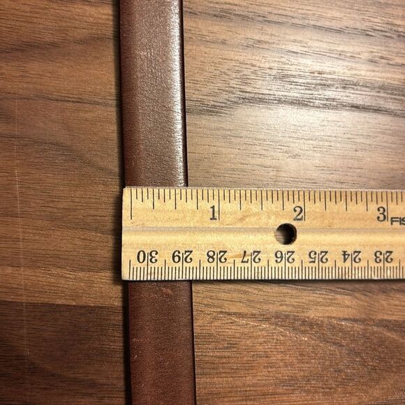 The Ritz Accessory Collection Brown Leather Belt with Gold Rectangle Buckle - L - Picture 6 of 7